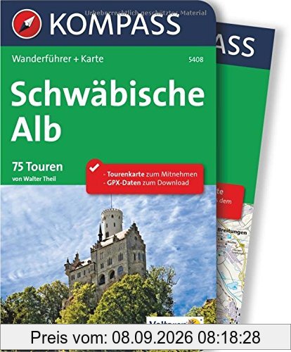 Schwäbische Alb: Wanderführer mit Extra-Tourenkarte, 75 Touren, GPX-Daten zum Download (KOMPASS-Wanderführer, Band 5408)