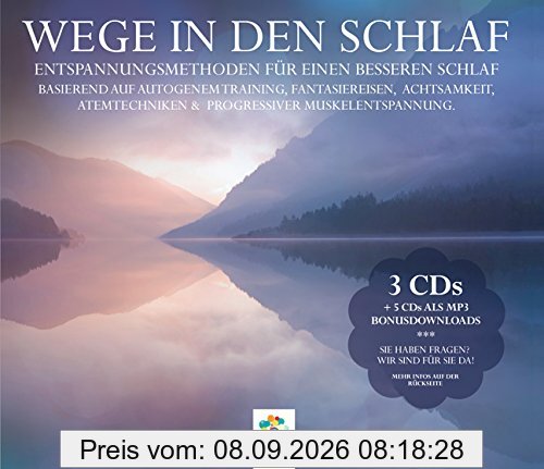 WEGE IN DEN SCHLAF * 3CDs: Entspannungsmethoden für einen besseren Schlaf * Basierend auf Autogenem Training, Fantasiereisen, Achtsamkeit, Atemtechniken & Progressiver Muskelentspannung.