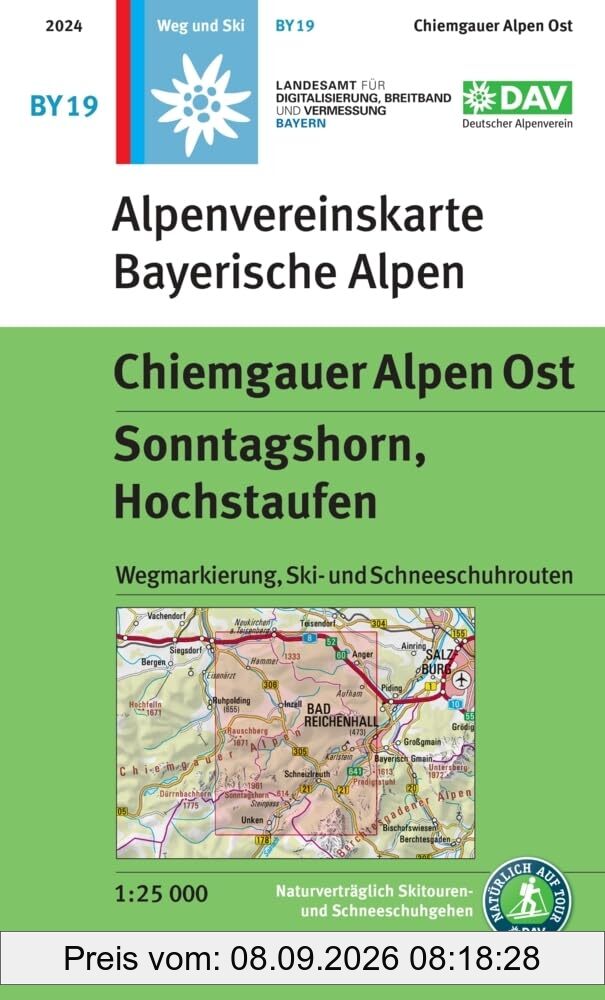 Chiemgauer Alpen Ost, Sonntagshorn, Hochstaufen: Topographische Karte 1:25.000 mit Wegmarkierung, Ski- und Schneeschuhrouten (Alpenvereinskarten)