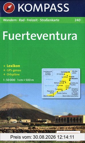 Kompass Karten, Fuerteventura: Wandern, Rad, Freizeit, Strassenkarte (Carte de Randon)