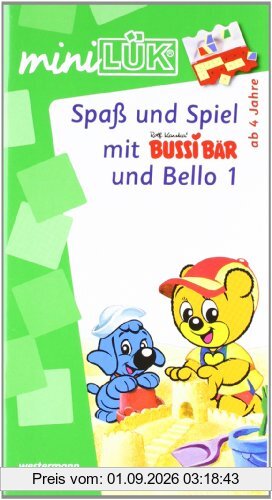 LÜK-mini-Set Spass und Spiel mit Bussi + Bello: miniLÜK: Spaß und Spiel mit Bussi Bär und Bello 1: Fröhliche Aufgaben für Kinder ab 4 Jahren