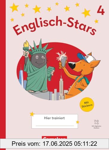 Binding : perfect, Label : Englisch-Stars - Allgemeine Ausgabe 2025 - 4. Schuljahr : Übungsheft - Mit Lösungen und digitalen Medien, medium : perfect, numberOfPages : 96, publicationDate : 2025-02-21, releaseDate : 2025-02-21, languages : german, english, ISBN : 3464815153