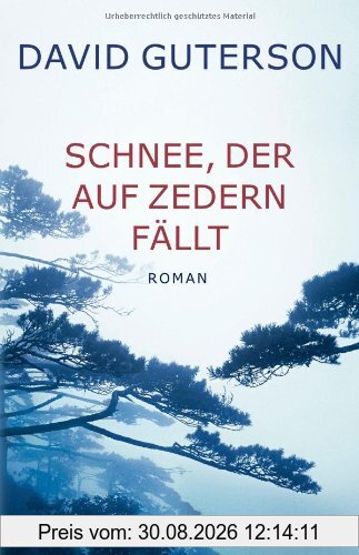 Schnee, der auf Zedern fällt