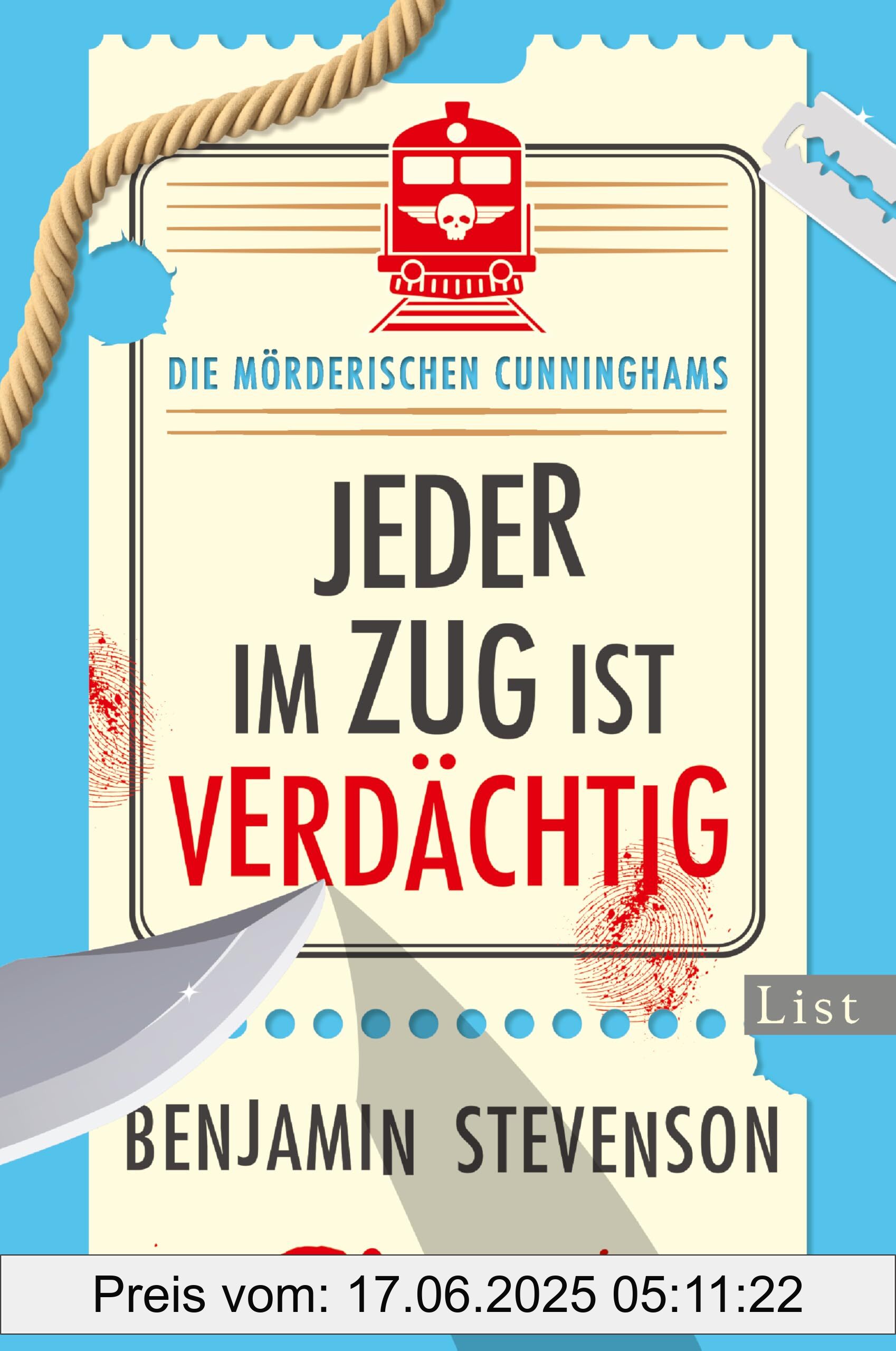 Binding : perfect, Label : Die mörderischen Cunninghams. Jeder im Zug ist verdächtig : Mord im Orientexpress reloaded : Extrem clever, extrem witzig – Miträtseln ist Pflicht bei diesem Detektiv-Krimi!, medium : perfect, numberOfPages : 320, publicationDate : 2025-02-27, releaseDate : 2025-02-27, languages : german, ISBN : 3471360581