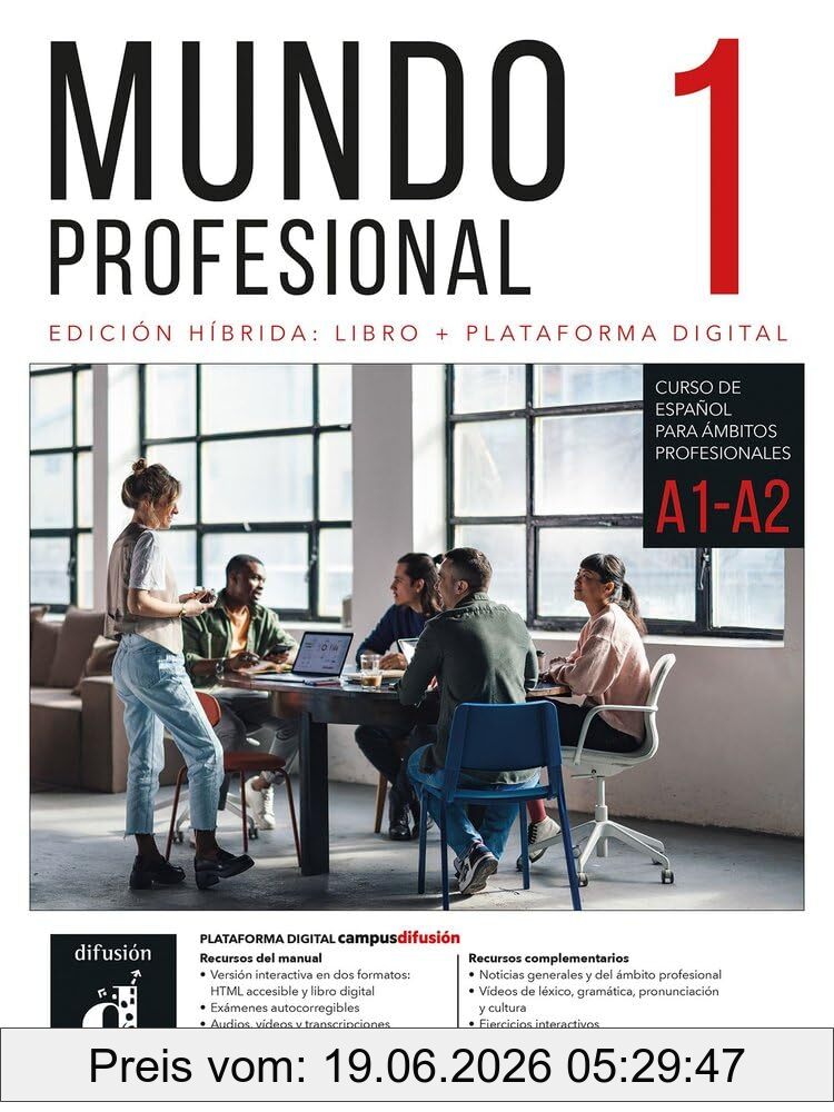 Eva Díaz Gutierrez Mundo Profesional 1 , Edicion Hybrida, Libro + Plataforma Digital , Curso De Espanol Para Ambitos Profesionales A1-A2
