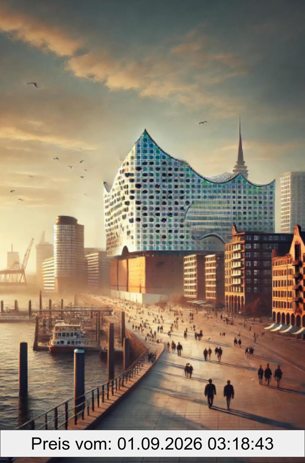 Notizbuch Hamburg: Hafen, modernes Design - 100 Seiten/ 14,5 x 19cm/ liniert/ 90g m2/ cremeweißes Papier