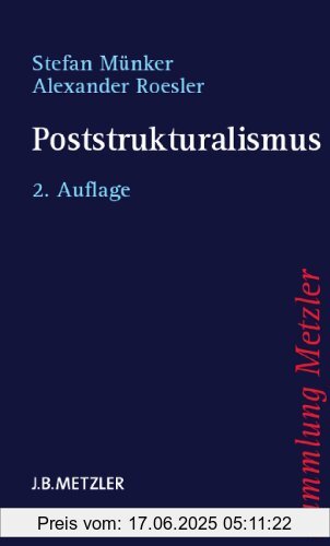 Binding : Broschiert, Edition : 2., aktualisierte und erweiterte Auflage., Label : Metzler, Publisher : Metzler, medium : Broschiert, numberOfPages : 222, publicationDate : 2012-07-17, authors : Stefan Münker, Alexander Roesler, languages : german, ISBN : 3476123227