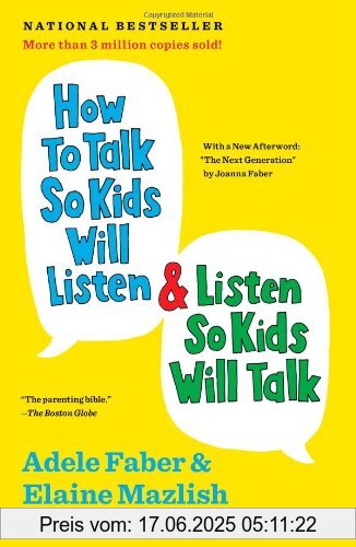 Binding : Taschenbuch, Edition : Anniversary, Up., Label : Scribner, Publisher : Scribner, NumberOfItems : 1, PackageQuantity : 1, medium : Taschenbuch, numberOfPages : 368, publicationDate : 2012-02-07, authors : Adele Faber, Elaine Mazlish, languages : english, ISBN : 1451663889