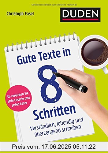 Binding : Taschenbuch, Edition : 1, Label : Duden, Publisher : Duden, medium : Taschenbuch, numberOfPages : 128, publicationDate : 2017-10-09, authors : Christoph Fasel, ISBN : 3411742844