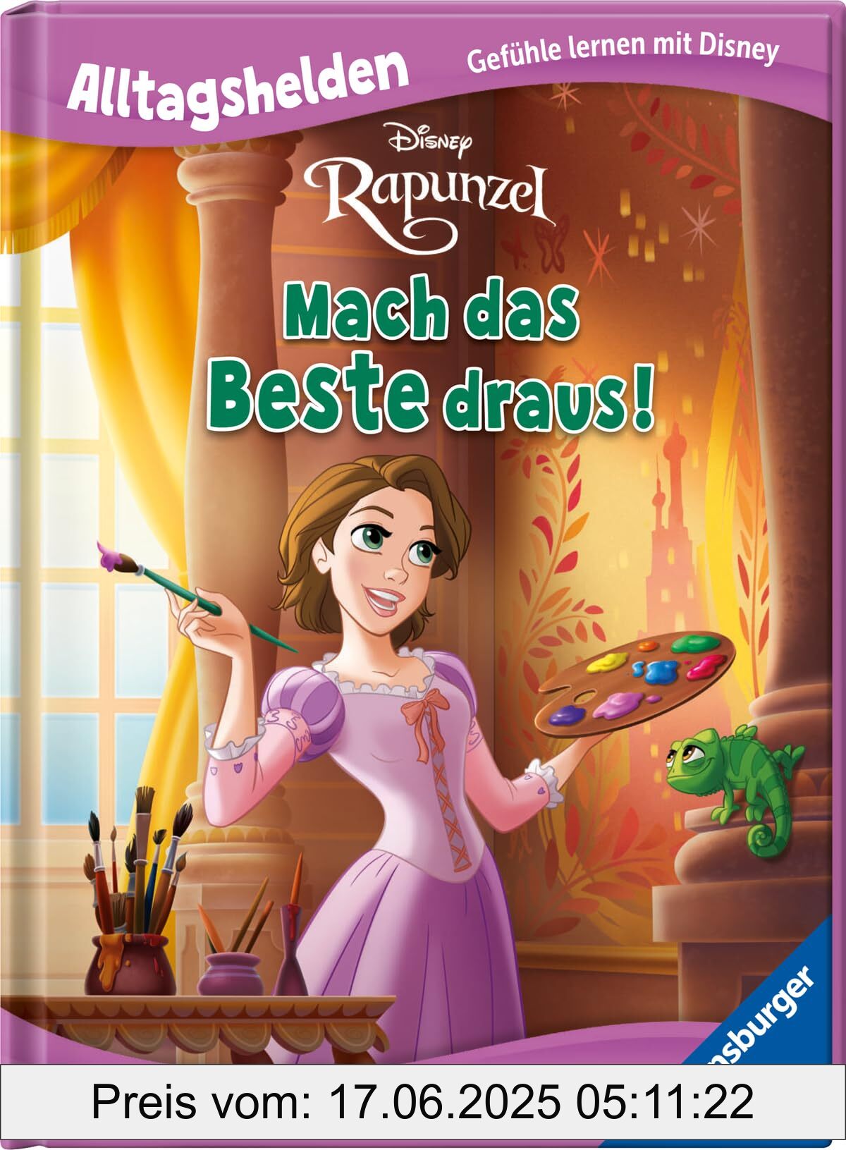 Binding : hardcover, Edition : 1, Label : Alltagshelden - Gefühle lernen mit Disney Prinzessin Rapunzel - Mach das Beste draus! - Über den Umgang mit Fehlern - Bilderbuch ab 3 Jahren, medium : hardcover, numberOfPages : 32, publicationDate : 2024-07-01, languages : german, ISBN : 3473497983