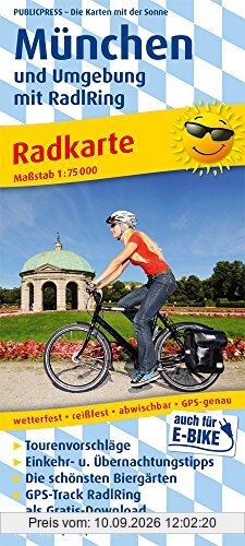 München und Umgebung mit RadlRing: Radkarte mit den schönsten Biergärten, wetterfest, reissfest, abwischbar, GPS-genau. 1:75000 (Radkarte / RK)