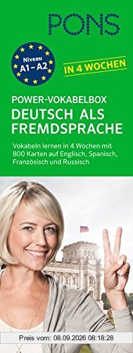 PONS Power-Vokabelbox: Deutsch als Fremdsprache in 4 Wochen - Wortzschatz lernen mit der bewährten Karteikarten-Methode. Mit 800 Vokabelkarten, 1.500 Beispielen & Wendungen und 100 Bildkarten.