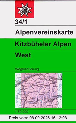 Kitzbüheler Alpen, West: Wegmarkierungen - Topographische Karte 1:50000 (Alpenvereinskarten)