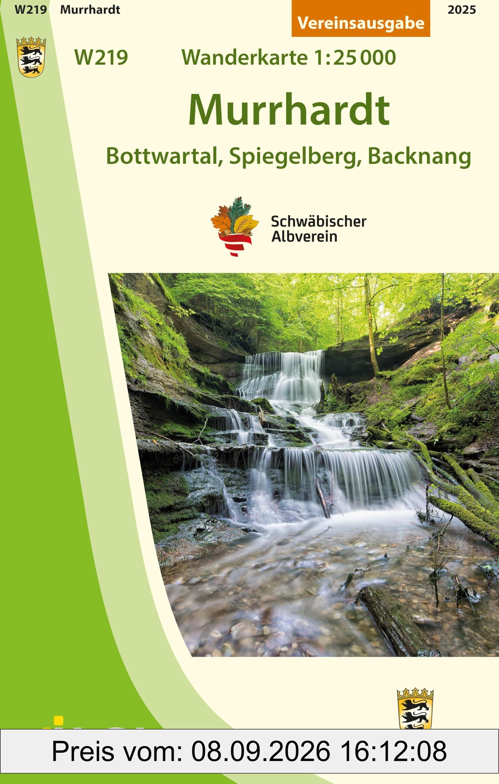 W219 Murrhardt - Bottwartal, Spiegelberg, Backnang: Wanderkarte 1:25.000 (Karte des Schwäbischen Albvereins)