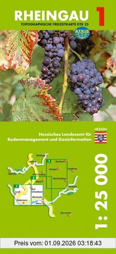 Topographische Sonderkarten Hessen (amtlich) - 1:25000 (TF 25). Sonderblattschnitte auf der Grundlage der Topographischen Karte 1:25000 mit ... Rheingau: Topographische Freizeitkarte DTK25