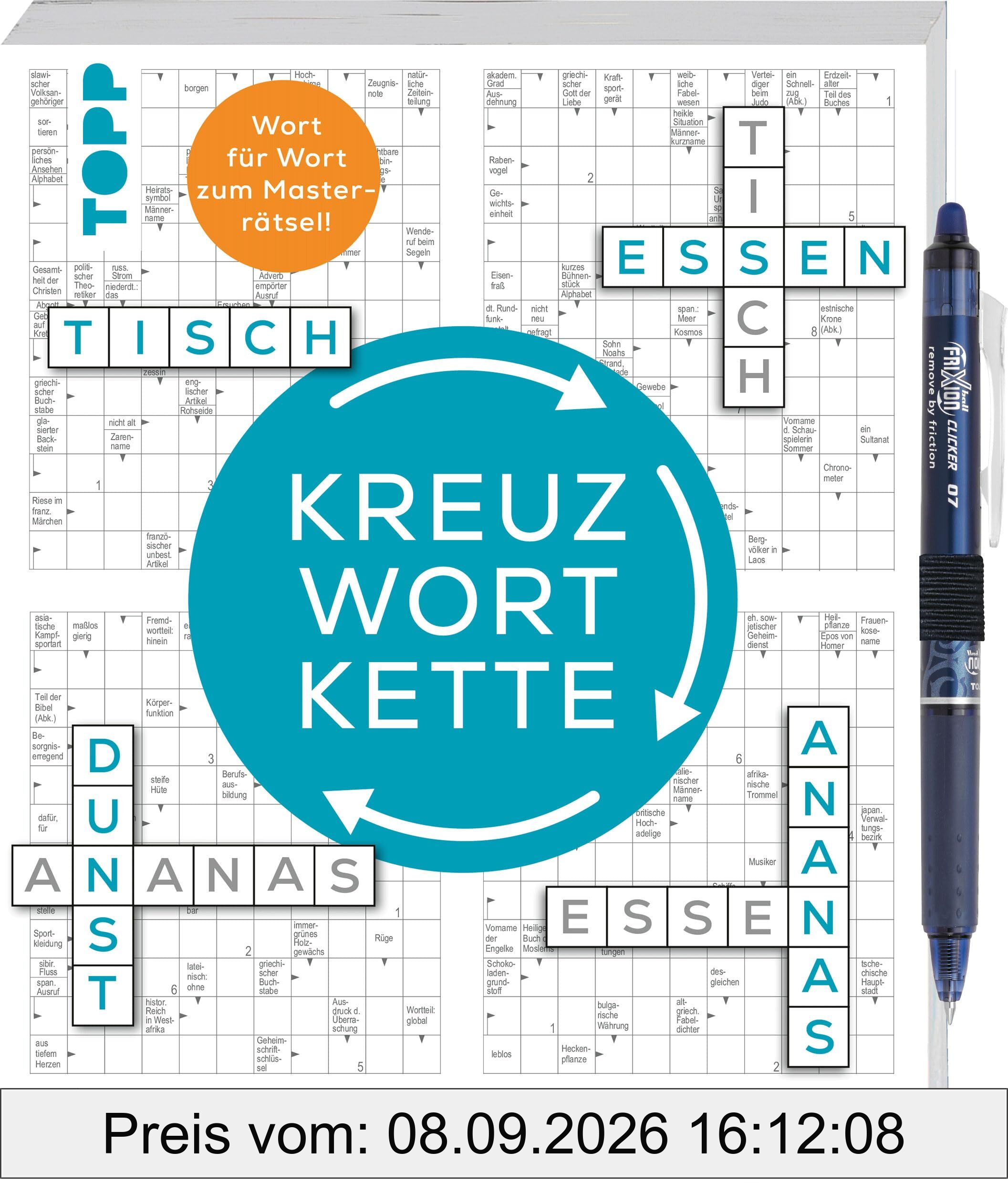 Die Kreuzwortkette – 150 verknüpfte Kreuzworträtsel: Die Lösung ist erst der Anfang: Die Lösungsworte werden zu Schlüsseln für das nächste Rätsel. Wer schafft das Masterrätsel?