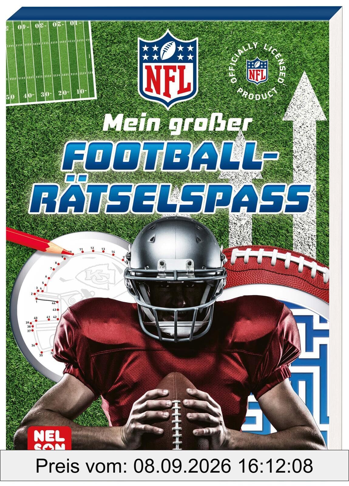 NFL: Mein großer Football-Rätselspaß: Rätselblock für Jungen und Mädchen ab 4 Jahren mit Labyrinthen, Fehlerbildern, Sudokus und Denkspielen