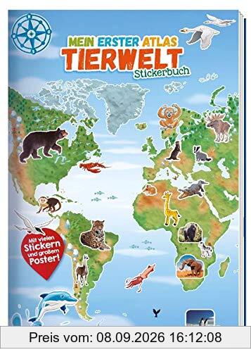 Trötsch Stickerbuch Mein 1. Atlas Tierwelt: 24 Seiten mit 4 Stickerseiten und Poster