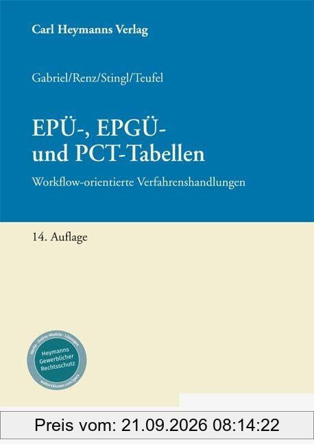 EPÜ-, EPGÜ- und PCT-Tabellen: Workflow-orientierte Verfahrenshandlungen