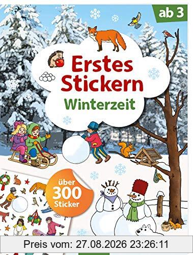 Erstes Stickern – Winterzeit: Über 300 Sticker | Erstes Stickerheft für Kindergarten-Kinder ab 3 Jahren