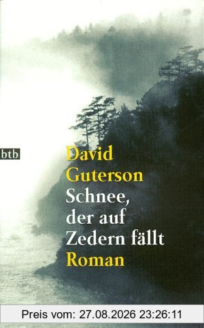 Schnee, der auf Zedern fällt