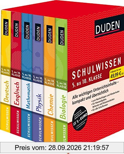 Duden Schulwissen 5. bis 10. Klasse (6 Bände): Alle wichtigen Unterrichtsinhalte - kompakt und übersichtlich