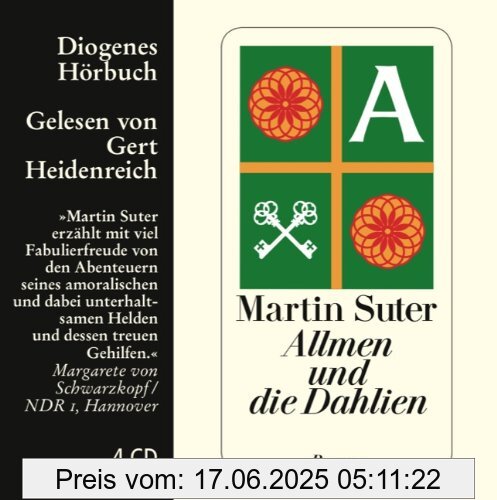 Binding : Audio CD, Edition : 1, Label : Diogenes, Publisher : Diogenes, NumberOfItems : 4, Format : Audiobook, medium : Audio CD, publicationDate : 2013-06-25, runningTime : 277 minutes, authors : Martin Suter, narrators : Gert Heidenreich, languages : german, ISBN : 3257803389