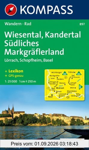 Wiesental, Kandertal, Südliches Markgräfler Land: Lörrach, Schopfheim, Basel. Wander- und Bikekarte. GPS-genau. 1:25.000