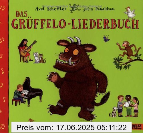 Binding : Gebundene Ausgabe, Edition : Deutsche Erstausgabe, Label : Beltz & Gelberg, Publisher : Beltz & Gelberg, medium : Gebundene Ausgabe, numberOfPages : 32, publicationDate : 2011-02-28, authors : Axel Scheffler, Julia Donaldson, translators : Monika Osberghaus, Salah Naoura, Angelika Schaack, Ilona Schulz, Bernhard Lassahn, languages : german, ISBN : 3407794363