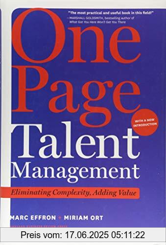 Brand : Harvard Business Review Press, Binding : Gebundene Ausgabe, Label : Harvard Business Review Press, Publisher : Harvard Business Review Press, medium : Gebundene Ausgabe, numberOfPages : 208, publicationDate : 2018-08-07, authors : Marc Effron, Miriam Ort, ISBN : 1633696405
