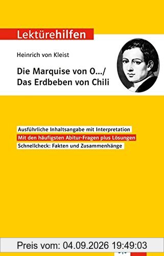 Klett Lektürehilfen Heinrich von Kleist, Die Marquise von O... Das Erdbeben in Chili: Interpretationshilfe für Oberstufe und Abitur