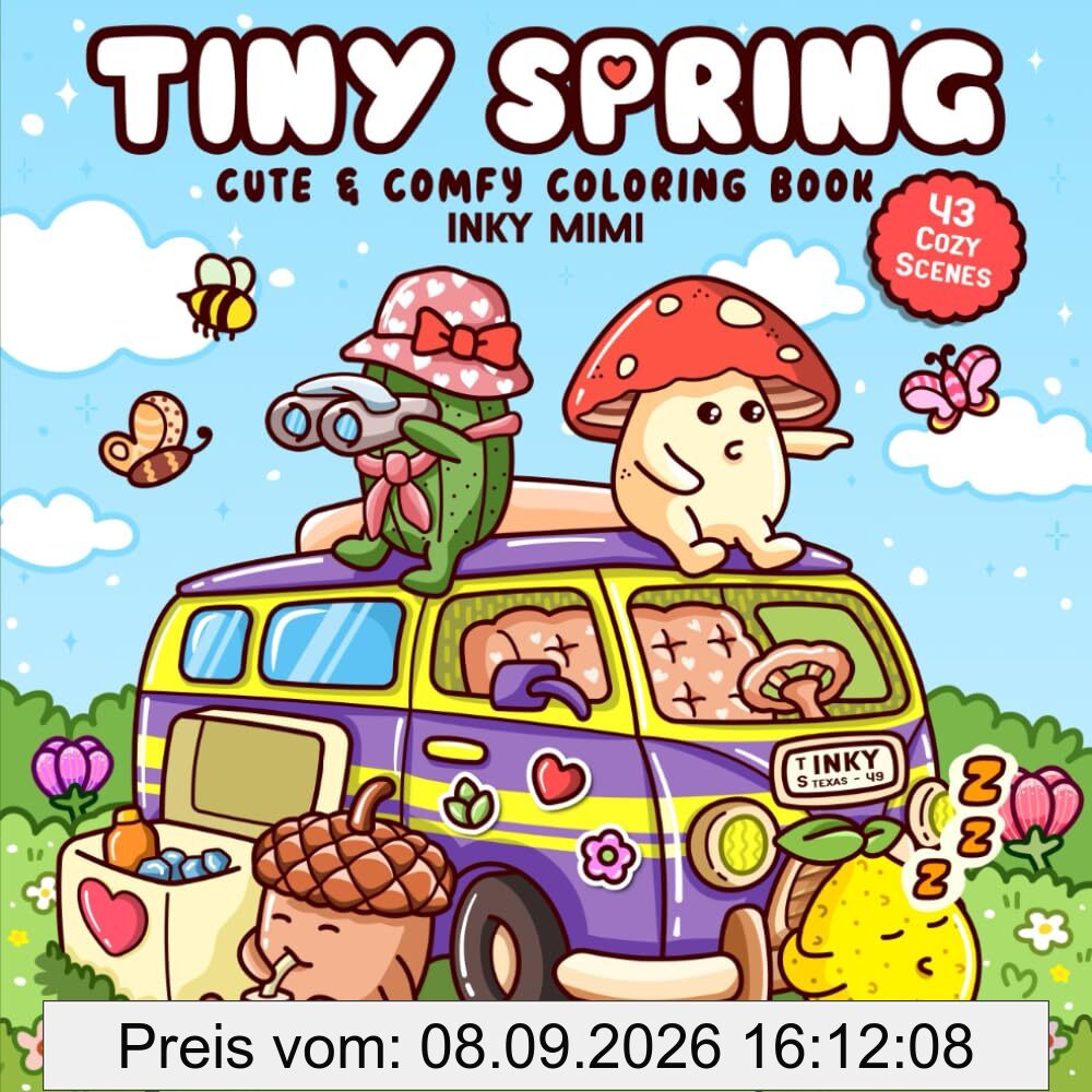 Tiny Spring: Super Cute Coloring Book for Adults and Teens Easy and Simple Designs Featuring Comfy and Hygge Spring Themes for Relaxation