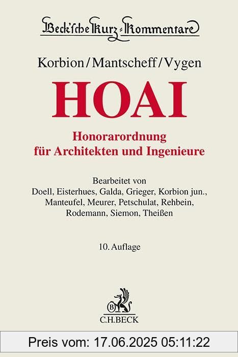 Brand : Beck C. H., Binding : Gebundene Ausgabe, Edition : 10., neubearbeitete und erweiterte, Label : C.H.Beck, Publisher : C.H.Beck, medium : Gebundene Ausgabe, numberOfPages : 1664, publicationDate : 2024-03-13, authors : Hermann Korbion, Jack Mantscheff, Klaus Vygen, publishers : Claus-Jürgen Korbion, ISBN : 3406719783