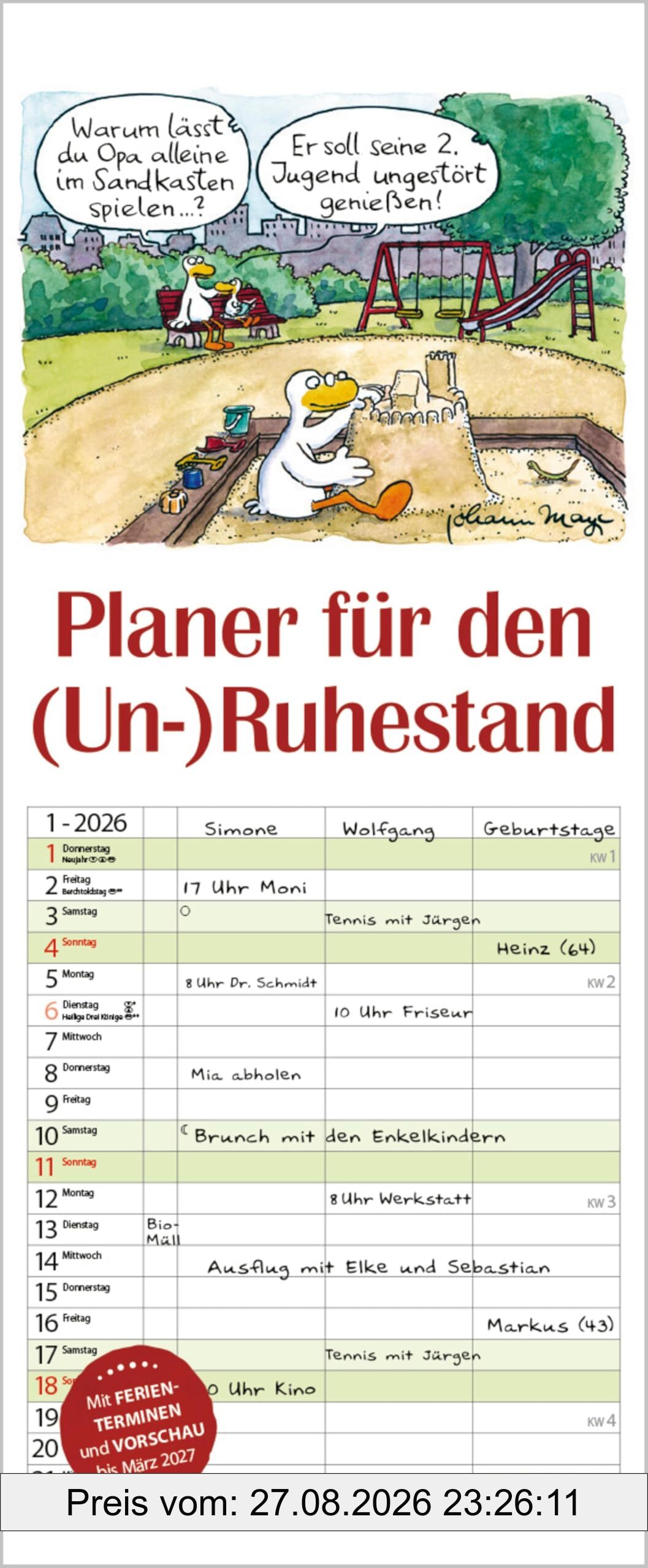 Planer für den (Un-)Ruhestand 2026
