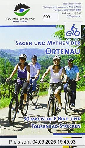 Radkarte Sagen und Mythen der Ortenau: 30 magische E-Bike- und Tourenrad-Strecken, Maßstab 1:65000