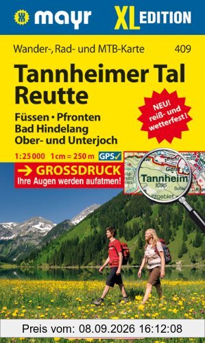 Mayr Wander- und Bikekarte Reutte, Tannheimer Tal. 1:25.000 (Großdruck)
