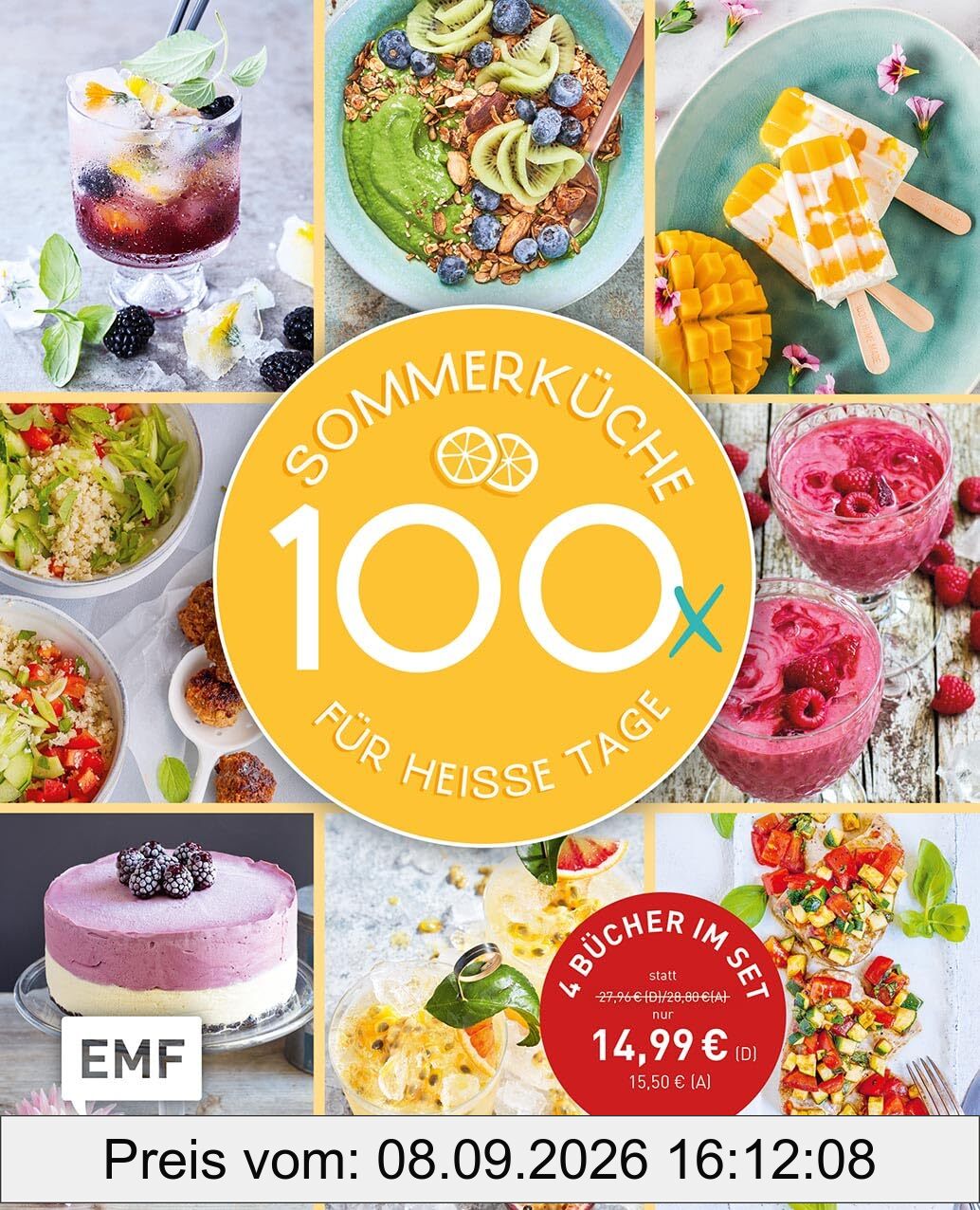 Die große Sommerküche – 100 Rezepte für heiße Tage: 4 Bücher im Set | Schnelle Sommerküche, Eis, Smoothies und Drinks