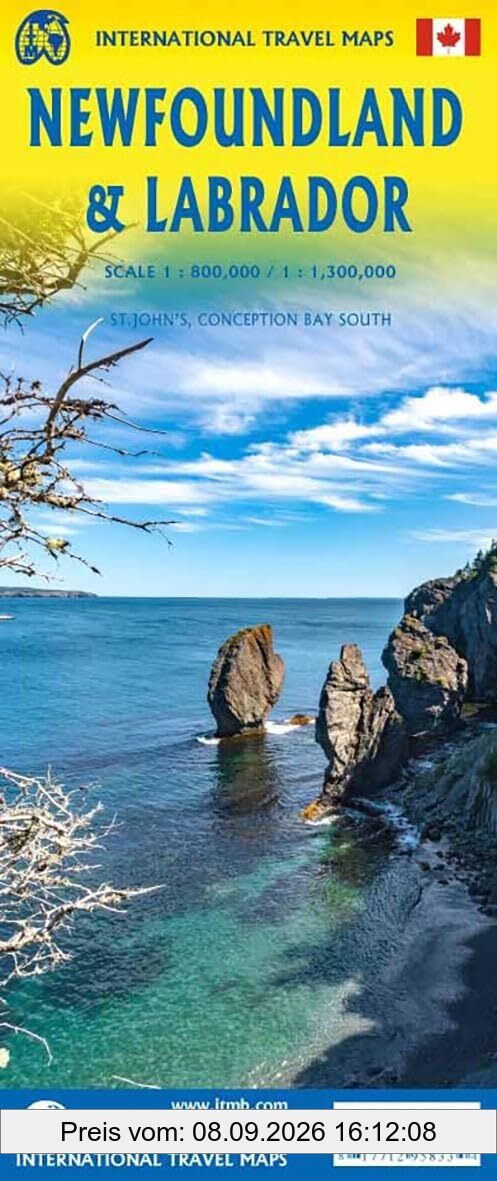 Newfoundland & Labrador: Topographische Karte doppelseitig Newfoundland 800T., Stpl.St.John's 50T.,Stpl.Conception Bay South 30T. Labrador 1,385 1:800000