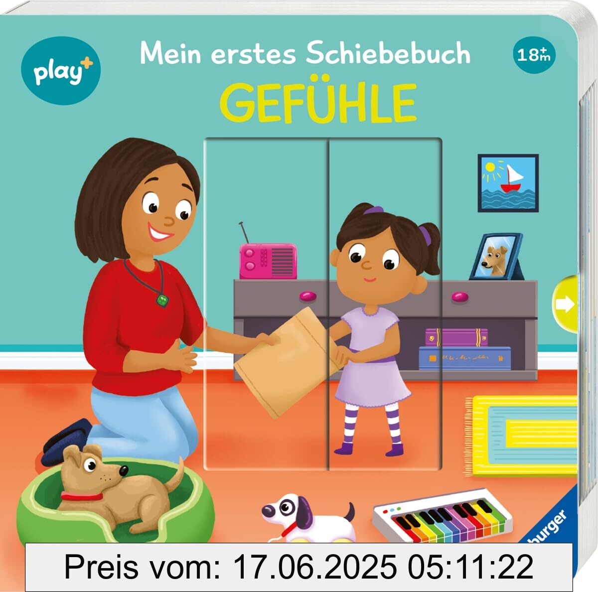 Brand : Ravensburger, Binding : board_book, Edition : 1, Label : Ravensburger Play+ Mein erstes Schiebebuch : Gefühle, Baby-Buch ab 18 Monate, medium : board_book, numberOfPages : 12, publicationDate : 2024-09-20, languages : german, ISBN : 3473456268