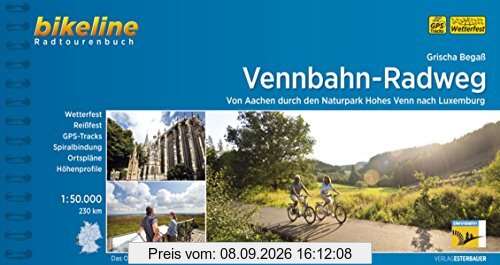 Vennbahn-Radweg: Von Aachen durch den Naturpark Hohes Venn nach Luxemburg, 240 km, wetterfest/reißfest, GPS-Tracks-Download (Bikeline Radtourenbücher)