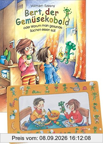 Bert, der Gemüsekobold - Sonderausgabe: HC-Bilderbuch (22,5 x 28,5 cm) mit Frühstücksbrettchen (100% Melamin, 14,2 x 23,2 cm)