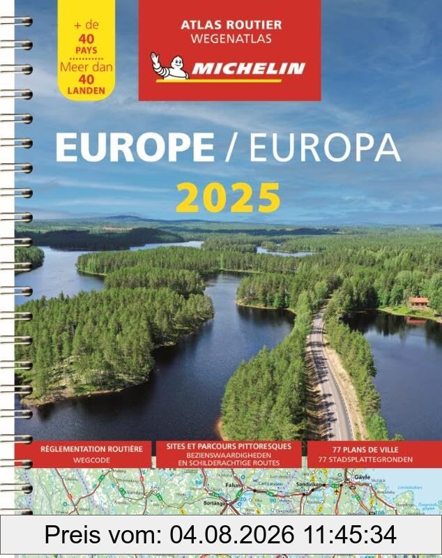 unbekannt Europe 2025 , Atlas Routier , + De 40 Pays. Europa 2025 , Wegenatlas , Meer Dan 40 Landen