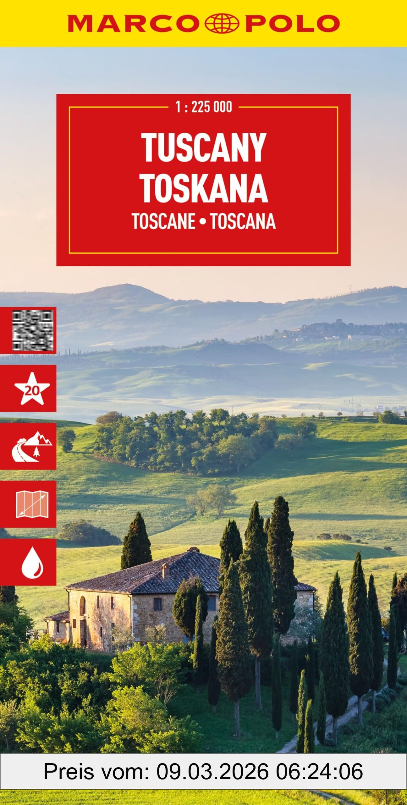 Marco Polo Reisekarte Italien 07 Toskana 1, 225.000, Wegenkaart 1, 225.000