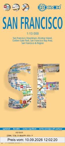 San Francisco 1 : 13 000: San Francisco Downtown, Alcatraz Island, Golden Gate Park, San Francisco Bay Area, San Francisco & Region