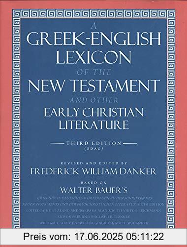 Brand : University of Chicago Press, Binding : Gebundene Ausgabe, Edition : 3 Revised edition, Label : The University of Chicago Press, Publisher : The University of Chicago Press, NumberOfItems : 1, PackageQuantity : 1, medium : Gebundene Ausgabe, numberOfPages : 1188, publicationDate : 2001-01-23, authors : Walter Bauer, Danker, Frederick Willi, ISBN : 0226039331