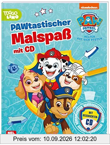 PAW Patrol: PAWtastischer Malspaß mit CD: Mehr als 40 Ausmalbilder und CD mit 4 spannenden Geschichten | (ab 3 Jahren)