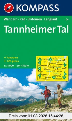 unbekannt Tannheimer Tal, Wander-, Bike- Und Skitourenkarte. Mit Panorama. Gps-genau. 1, 35.000