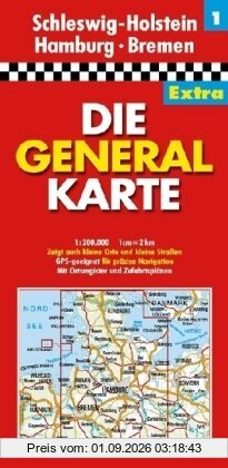 Die Generalkarte Extra Schleswig-Holstein, Hamburg, Bremen 1:200 000