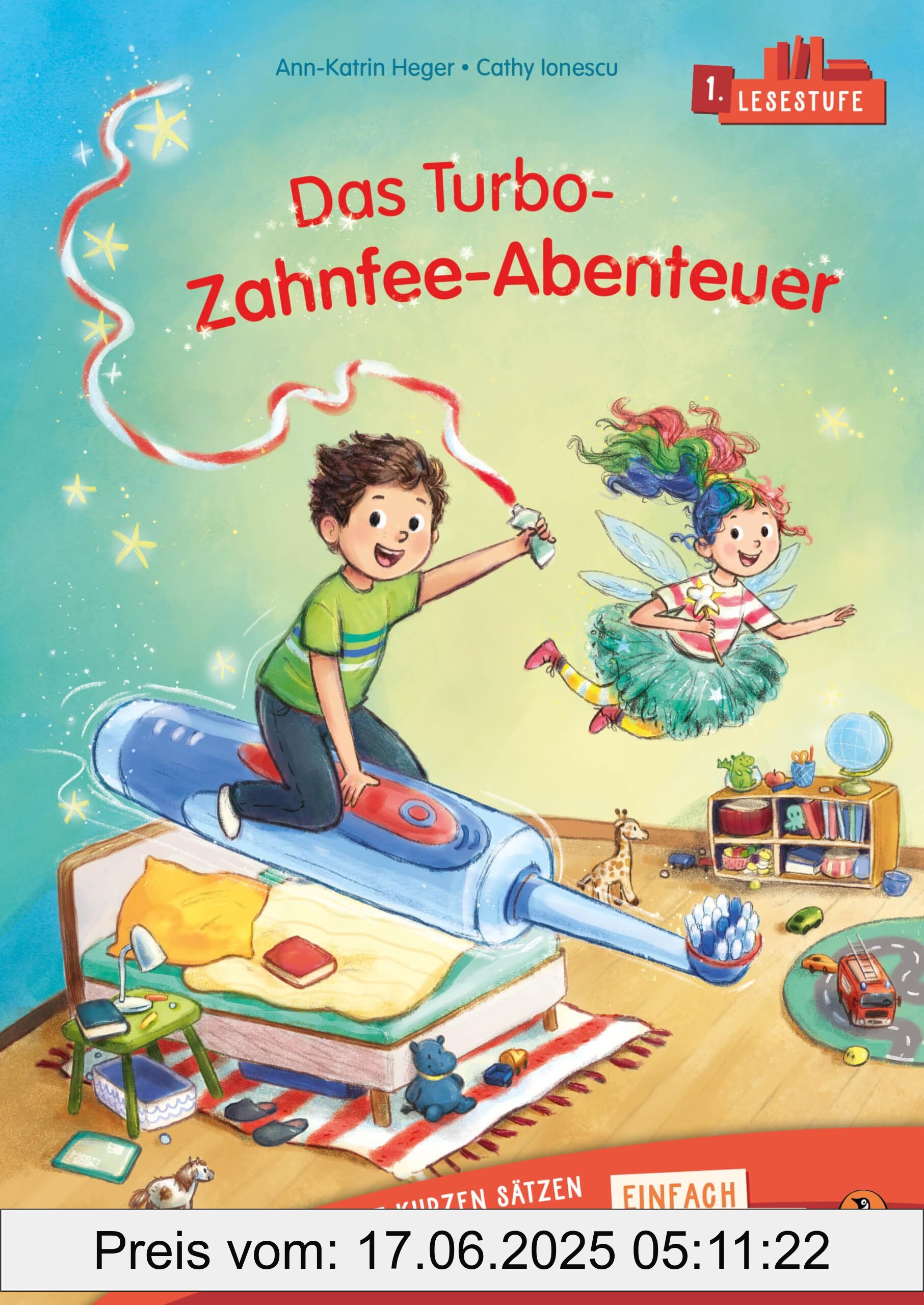 Brand : Penguin junior, Binding : hardcover, Edition : Originalausgabe, Label : Penguin JUNIOR – Einfach selbst lesen : Das Turbo-Zahnfee-Abenteuer (Lesestufe 1) : Erstlesebuch mit kurzen Sätzen für die 1. Klasse. 1. Lesestufe für Kinder ab 6 Jahren, medium : hardcover, numberOfPages : 48, publicationDate : 2024-09-25, languages : german, ISBN : 3328303235