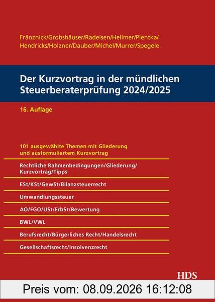 Der Kurzvortrag in der mündlichen Steuerberaterprüfung 2024/2025